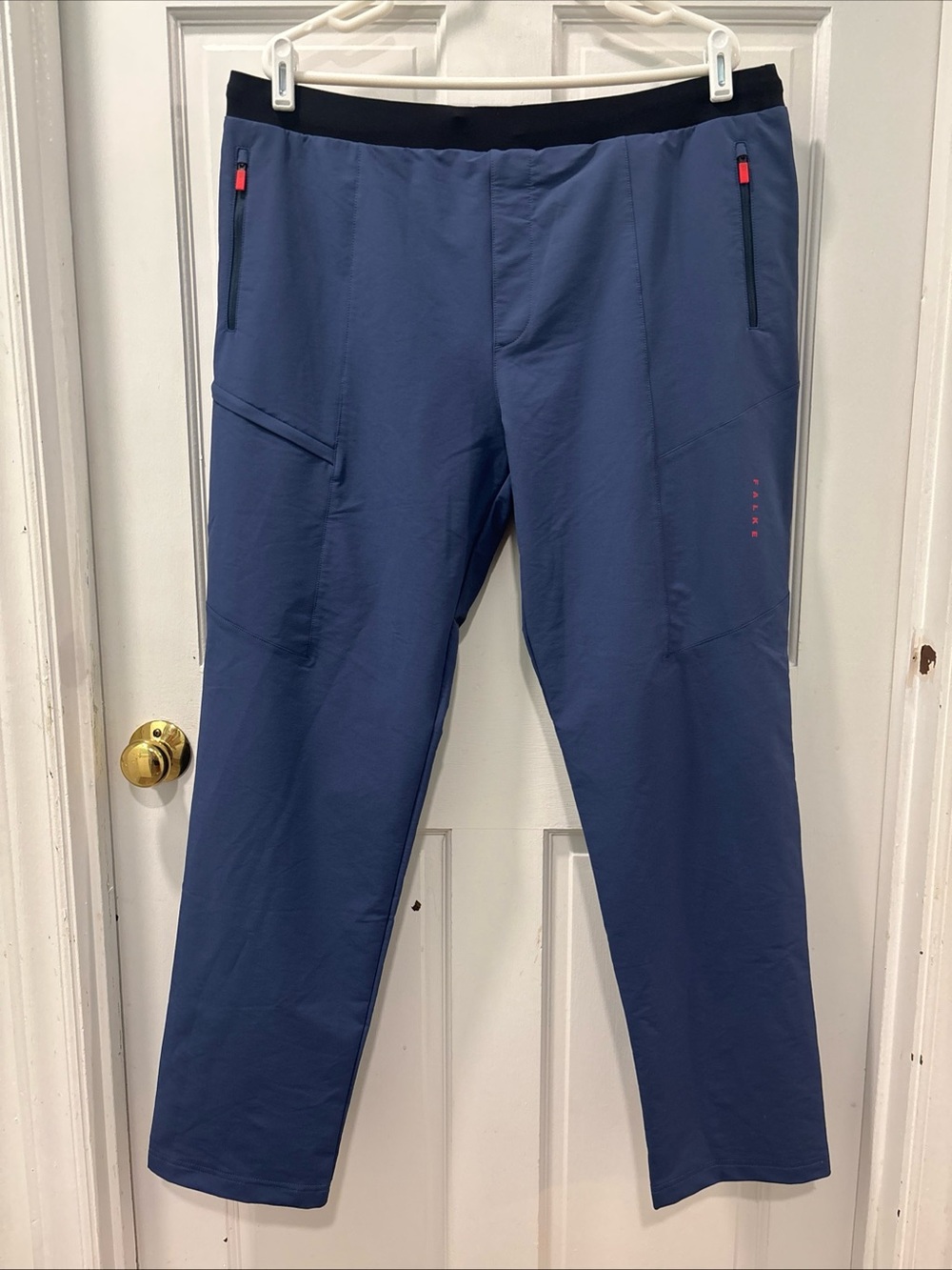 Falke Pants Mens EU 54 Blue Woven Track Zip Pocket Ergonomic Sport System 38383